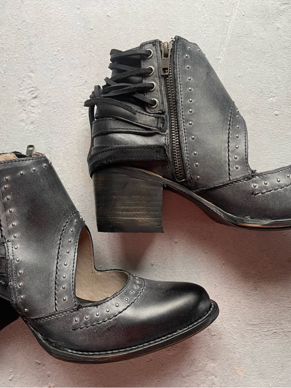 NWB Freebird by Steven Desert Black Cutout Studded Ankle Booties